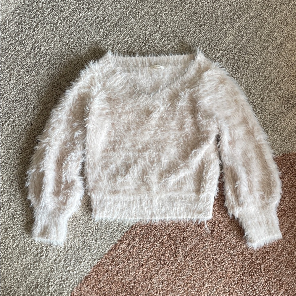Japan quiet elegance: Rare Ray Cassin Women's S light pink, v-neck fuzzy sweater